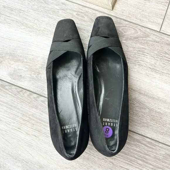 Stuart Weitzman Kitten  Heel Suede Leather Square Toe Pumps - Picture 10 of 15